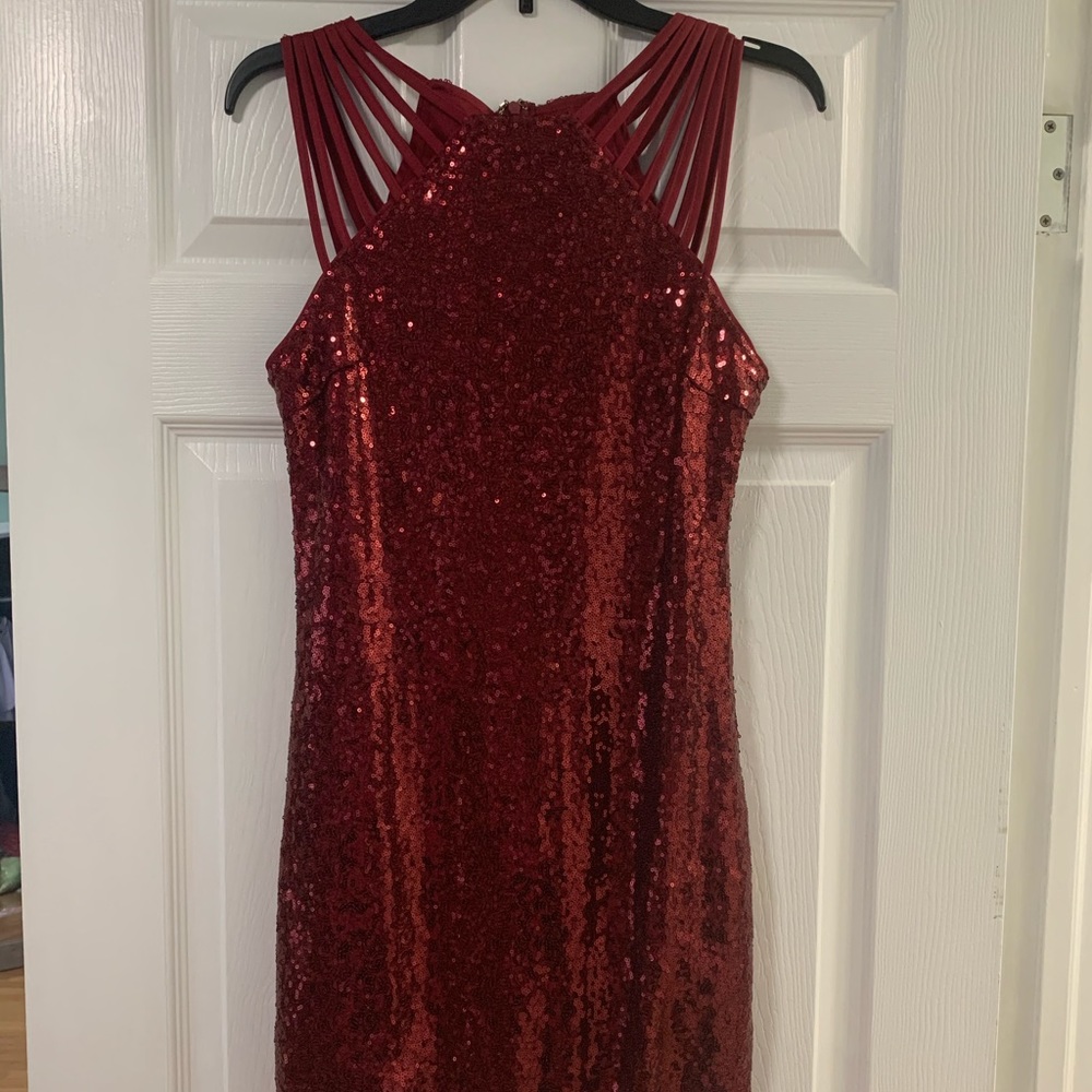 Pink Lily Red Sequin Dress - Picture 3 of 7
